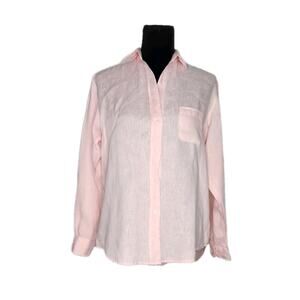 Grayson The Hero Pink 100% Linen Long Sleeve Button Down Shirt Women's Size 02